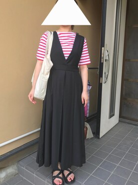「NANO universe（ナノユニバース）のアイテム（ジャンパースカート）」を使った、tiyさん（レディース・153cm）の夏コーディネート