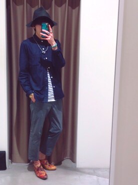 「no brand（ノーブランド）のアイテム（帽子）」を使った、こじまさん（メンズ・178cm）の春コーディネート