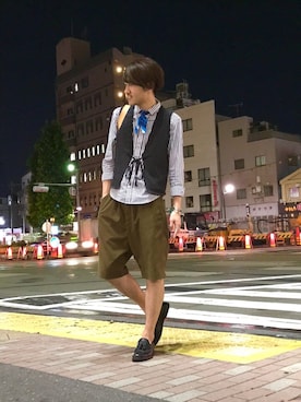 「N.HOOLYWOOD」｜「アイテム（その他シューズ）」を使った、こじまさん（メンズ・178cm）の夏コーディネート
