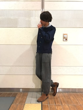 「Gジャン」｜「アイテム（ノーカラージャケット）」を使った、こじまさん（メンズ・178cm）の秋コーディネート