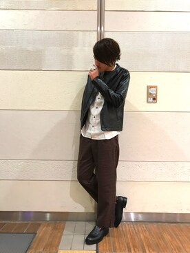 「CIAOPANIC TYPY（チャオパニックティピー）のアイテム（ライダースジャケット）」を使った、こじまさん（メンズ・178cm）の秋コーディネート