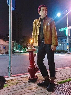 「工装」｜「アイテム（帽子）」を使った、Weslinさん（メンズ・172cm）の冬コーディネート
