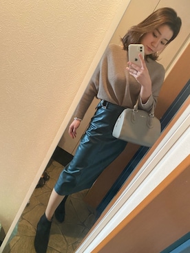 「ダークグリーン」｜「アイテム（ニット/セーター）」を使った、fmk.さん（レディース・157cm）の秋コーディネート