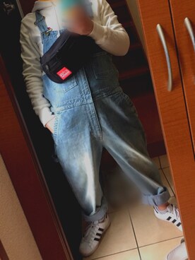 「ALDIES（アールディーズ）のアイテム（サロペット/オーバーオール）」を使った、yさん（メンズ・165cm）の冬コーディネート