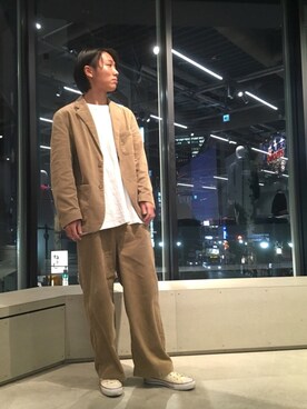 「koe（コエ）のアイテム（ブルゾン）」を使った、🦋¥U🦋さん（メンズ・179cm）の秋コーディネート