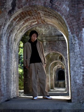 「koe（コエ）のアイテム（ブルゾン）」を使った、🦋¥U🦋さん（メンズ・180cm）の秋コーディネート