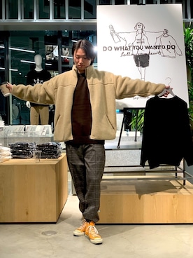 「koe（コエ）のアイテム（ブルゾン）」を使った、🦋¥U🦋さん（メンズ・180cm）の秋コーディネート