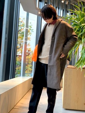 「koe（コエ）のアイテム（チェスターコート）」を使った、🦋¥U🦋さん（メンズ・180cm）の冬コーディネート