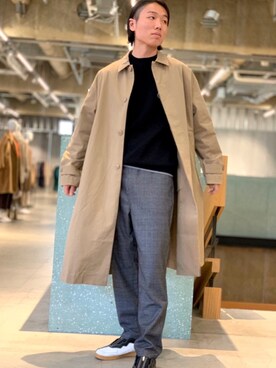 「koe（コエ）のアイテム（ステンカラーコート）」を使った、🦋¥U🦋さん（メンズ・180cm）の冬コーディネート
