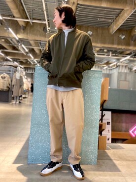「koe（コエ）のアイテム（ブルゾン）」を使った、🦋¥U🦋さん（メンズ・180cm）の春コーディネート