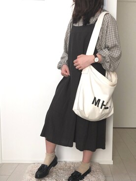 「マーガレット・ハウエル(MARGARET HOWELL)」｜「アイテム（ワンピース/ドレス）」を使った、ぽんさん（レディース・156cm）の春コーディネート