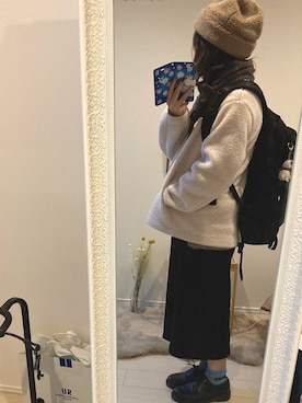 「ehka sopo（エヘカソポ）のアイテム（ニットキャップ/ビーニー）」を使った、ぽんさん（レディース・156cm）の冬コーディネート