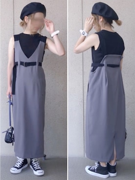 「ノースリーブニット」｜「アイテム（帽子）」を使った、𝚜𝚊𝚢𝚊さん（レディース・152cm）の夏コーディネート
