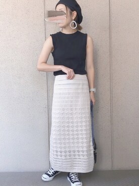 「FREAK'S STORE（フリークスストア）のアイテム（ハンチング/ベレー帽）」を使った、𝚜𝚊𝚢𝚊さん（レディース・152cm）の夏コーディネート
