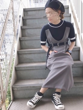 「カジュアルダウン」｜「アイテム（ハンチング/ベレー帽）」を使った、𝚜𝚊𝚢𝚊さん（レディース・152cm）の夏コーディネート