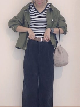 「one after another NICE CLAUP（ワンアフターアナザーナイスクラップ）のアイテム（デニムジャケット）」を使った、𝚜𝚊𝚢𝚊さん（レディース・152cm）の秋コーディネート