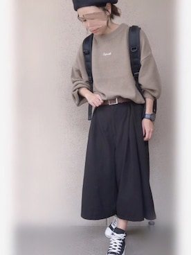 「ロゴニット」｜「アイテム（ハンチング/ベレー帽）」を使った、𝚜𝚊𝚢𝚊さん（レディース・152cm）の秋コーディネート