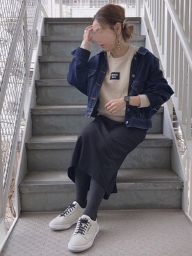 「CONVERSE TOKYO（コンバーストウキョウ）のアイテム（スウェット）」を使った、𝚜𝚊𝚢𝚊さん（レディース・152cm）の春コーディネート