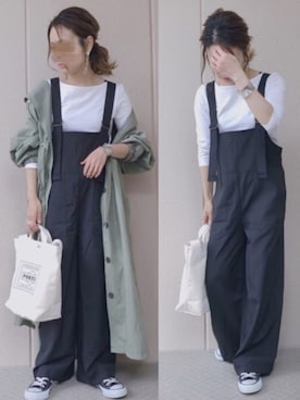 「titivate（ティティベイト）のアイテム（つなぎ/オールインワン）」を使った、𝚜𝚊𝚢𝚊さん（レディース・152cm）の春コーディネート