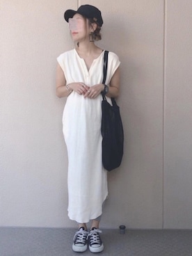 「アイテム（マタニティウェア/グッズ、グレー系）」を使った、𝚜𝚊𝚢𝚊さん（レディース・152cm）の夏コーディネート