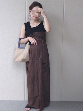 「ブラウン×ブラック」｜「アイテム（サンダル）」を使った、𝚜𝚊𝚢𝚊さん（レディース・152cm）の夏コーディネート