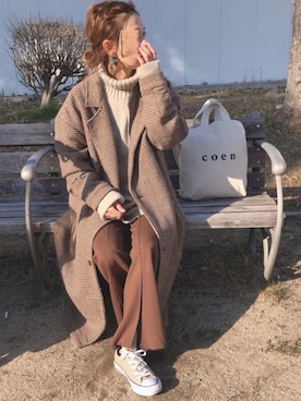 「select MOCA（セレクトモカ）のリンキングオーバーサイズタートルニット（ニット/セーター）」を使った、𝚜𝚊𝚢𝚊さん（レディース・152cm）の冬コーディネート