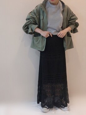 「reca（レカ）のアイテム（ミリタリージャケット）」を使った、𝚜𝚊𝚢𝚊さん（レディース・152cm）の春コーディネート