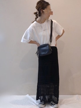 「NEUNA（ヌナ）のウエストゴムシアーニットロングスカート（スカート）」を使った、𝚜𝚊𝚢𝚊さん（レディース・152cm）の夏コーディネート