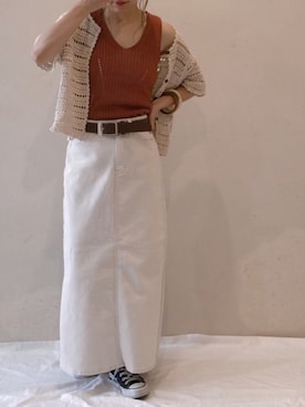 「アイテム（デニムスカート、ホワイト系）」を使った、𝚜𝚊𝚢𝚊さん（レディース・152cm）の夏コーディネート