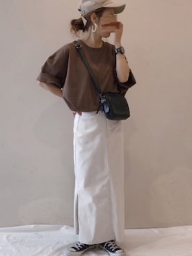 「アイテム（デニムスカート、ホワイト系）」を使った、𝚜𝚊𝚢𝚊さん（レディース・152cm）の夏コーディネート