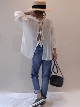 「アイテム（ブラジャー、ブラック系）」を使った、𝚜𝚊𝚢𝚊さん（レディース・152cm）の夏コーディネート