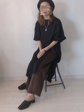 「スリット」｜「アイテム（ハンチング/ベレー帽）」を使った、𝚜𝚊𝚢𝚊さん（レディース・152cm）の秋コーディネート