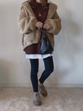 「MIIA（ミーア）のアイテム（ブルゾン）」を使った、𝚜𝚊𝚢𝚊さん（レディース・152cm）の冬コーディネート