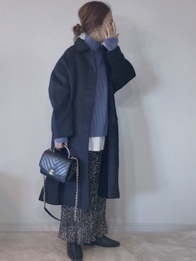 「Libra Cue（リブラ キュー）のアイテム（ステンカラーコート）」を使った、𝚜𝚊𝚢𝚊さん（レディース・152cm）の冬コーディネート