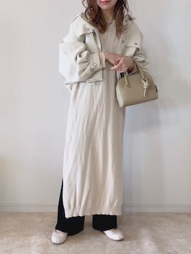 「スリットワンピース」｜「アイテム（その他アウター）」を使った、𝚜𝚊𝚢𝚊さん（レディース・152cm）の春コーディネート