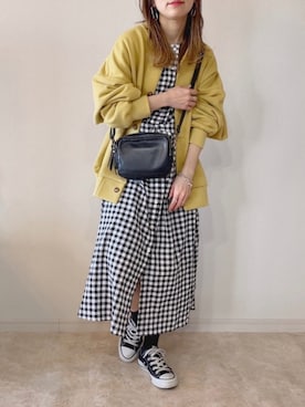 「Samansa Mos2 blue（サマンサモスモスブルー）のアイテム（シャツワンピース）」を使った、𝚜𝚊𝚢𝚊さん（レディース・152cm）の春コーディネート