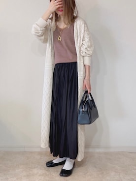 「アイテム（カーディガン/ボレロ、ホワイト系）」を使った、𝚜𝚊𝚢𝚊さん（レディース・152cm）の春コーディネート