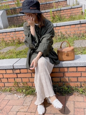 「透かし編みニット」｜「アイテム（スリッポン）」を使った、𝚜𝚊𝚢𝚊さん（レディース・152cm）の春コーディネート