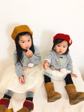 「MIKI HOUSE（ミキハウス）のアイテム（スカート）」を使った、mei♡hinaさん（キッズ・90cm）の秋コーディネート