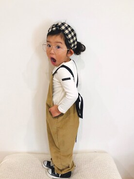 「handmade」｜「アイテム（サロペット/オーバーオール）」を使った、mei♡hinaさん（キッズ・90cm）の秋コーディネート
