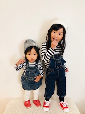 「OLD NAVY（オールドネイビー）のアイテム（オールインワン・サロペット）」を使った、mei♡hinaさん（キッズ・90cm）の秋コーディネート