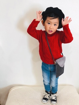 「アイラブCONVERSE」｜「アイテム（ハンチング/ベレー帽）」を使った、mei♡hinaさん（キッズ・90cm）の秋コーディネート