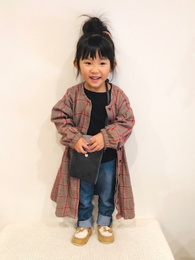 「アイテム（モカシン/デッキシューズ）」を使った、mei♡hinaさん（キッズ・90cm）の冬コーディネート