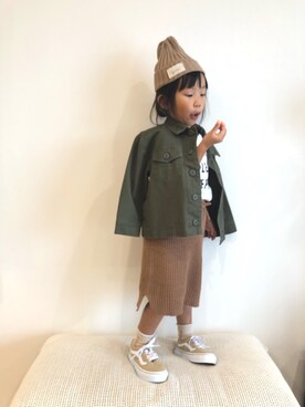 「アイテム（ミリタリージャケット）」を使った、mei♡hinaさん（キッズ・100cm）の秋コーディネート