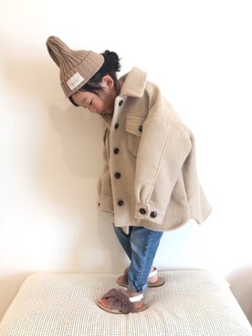 「ファー」｜「アイテム（その他アウター）」を使った、mei♡hinaさん（キッズ・100cm）の秋コーディネート