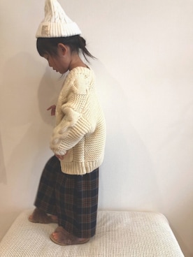 「ケーブルカーディガン」｜「アイテム（その他）」を使った、mei♡hinaさん（キッズ・100cm）の秋コーディネート