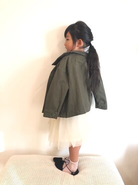 「アイテム（ミリタリージャケット）」を使った、mei♡hinaさん（キッズ・100cm）の冬コーディネート