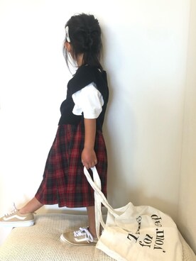「チェッカーずまつり2020秋」｜mei♡hinaさん（キッズ・100cm）の秋コーディネート