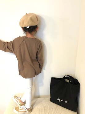 「秋のカフェオレコーデ」｜「アイテム（ハンチング/ベレー帽）」を使った、mei♡hinaさん（キッズ・100cm）の秋コーディネート
