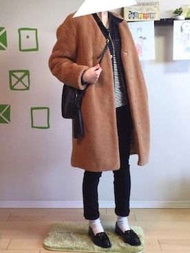 「ファーコート」｜「アイテム（デニムジャケット）」を使った、TESCOさん（レディース・157cm）の冬コーディネート
